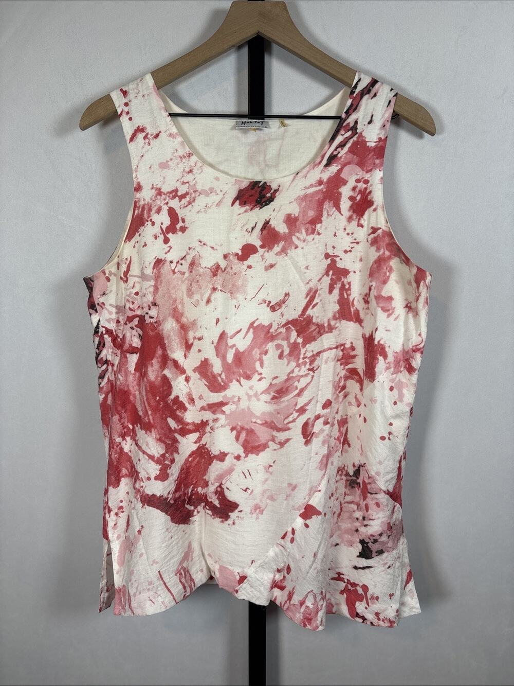 Habitat Colorful Layered Tank Top Womens Medium Pink White Artsy Flowy Woven
